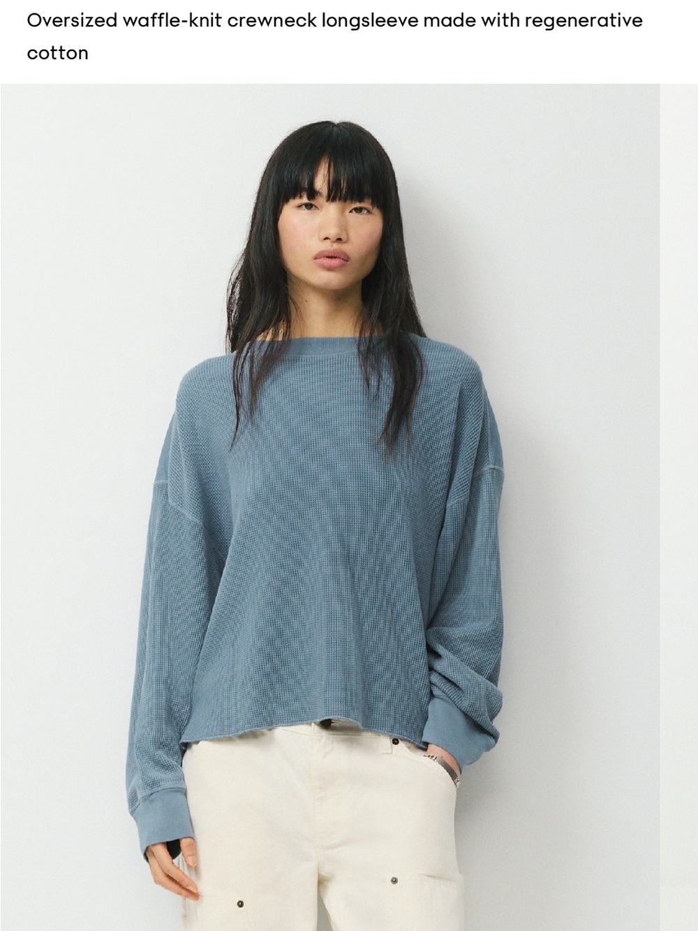 NWT Aritzia Fargo Waffle Knit Long Sleeve with elbow Patch XL Oversized